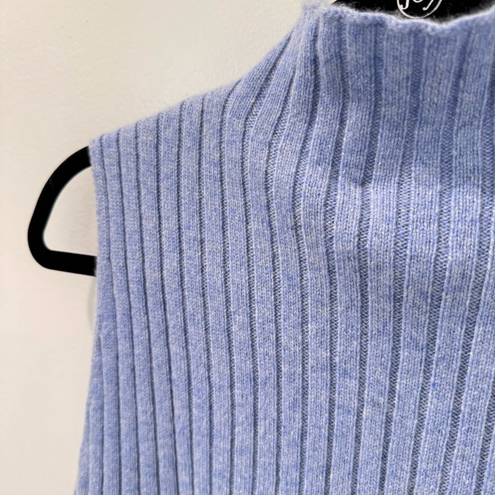 KHAITE Jolene Blueberry Blue Sleeveless Cashmere Turtleneck Sweater Size XL - Picture 14 of 16